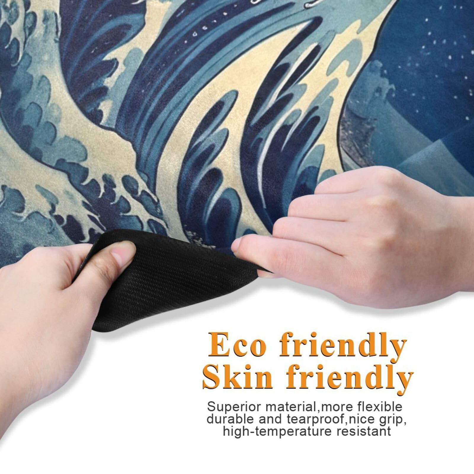 Japanese Waves Yoga Mat for Women Men 71&Prime; x 26&Prime; Non Slip Exercise & Fitness M…