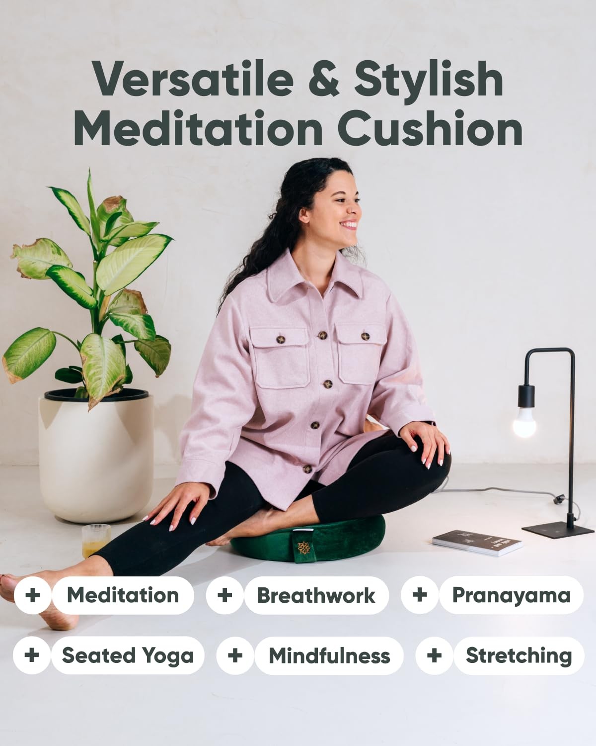 Mindful & Modern Velvet Meditation Cushion | Luxe Zafu Yoga Floor Pillow Seat…