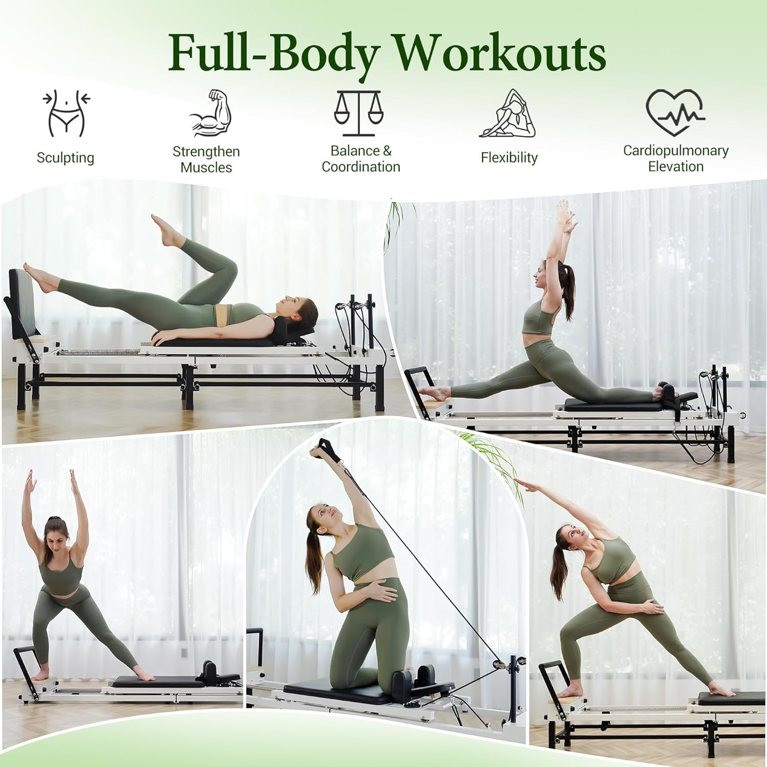 PAETA Pilates Reformer, 91&Prime; Foldable Reformer Pilates Machine with Adjustable Re