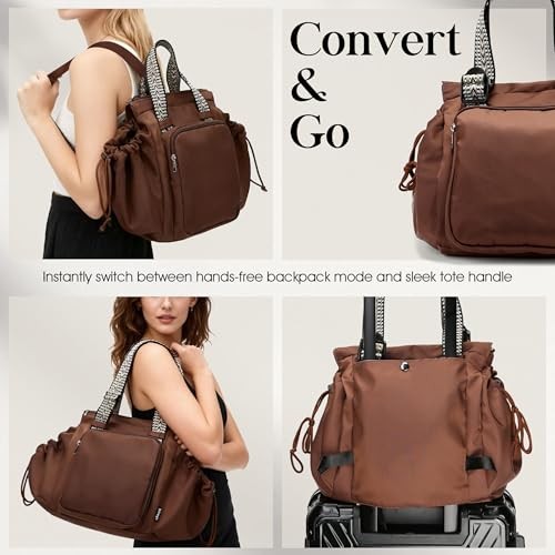 Everyday Bag Tote for Women, Spacious Diaper Bag with 16 Chocolate Brown