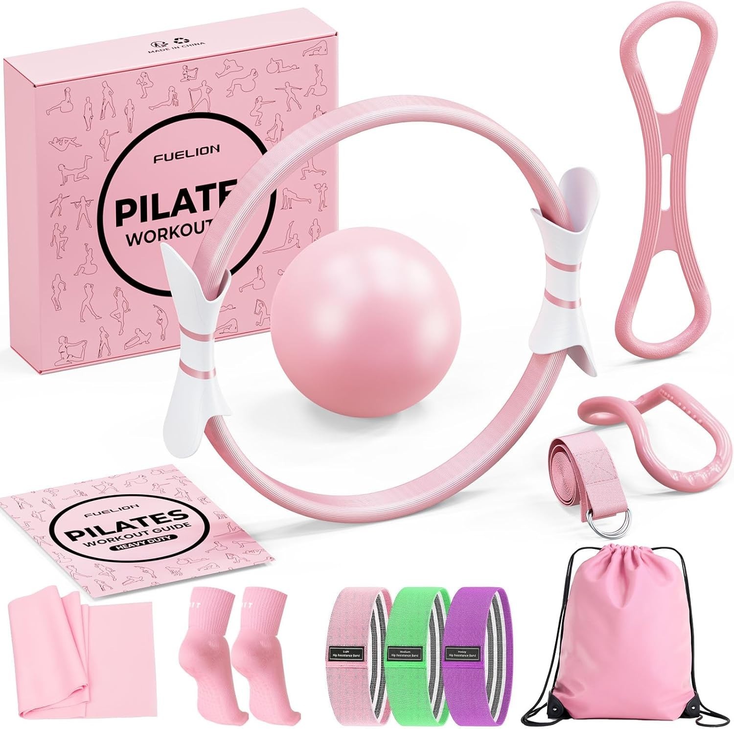 Complete Pilates Starter Kit with 14 Inch Ring Mini Ball and Resistance Bands