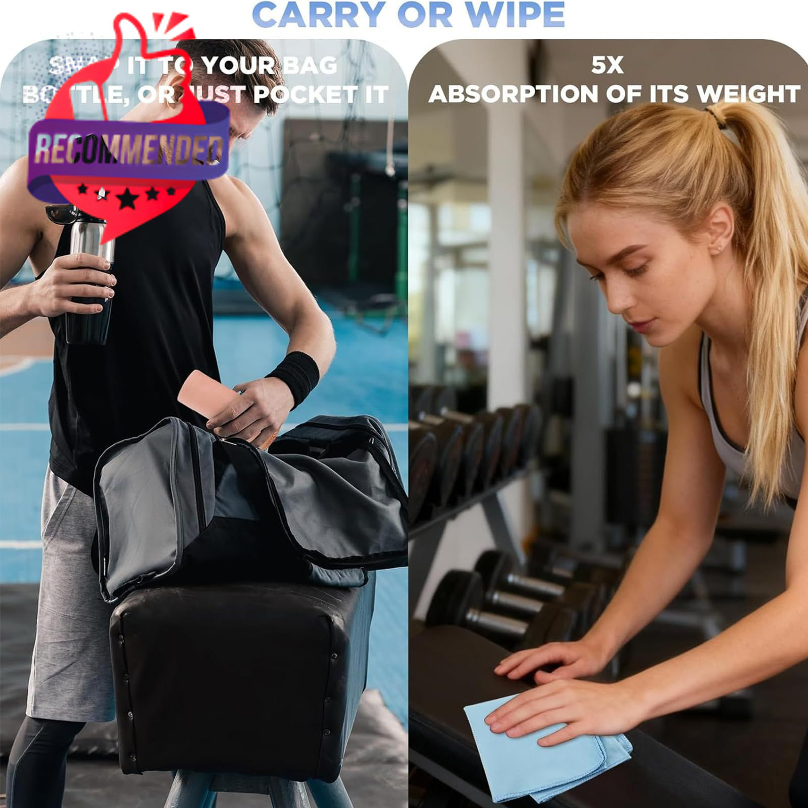 Vnoss Microfiber Gym Towels – Quick Dry, Highly Absorbing, Odor-Free, for…
