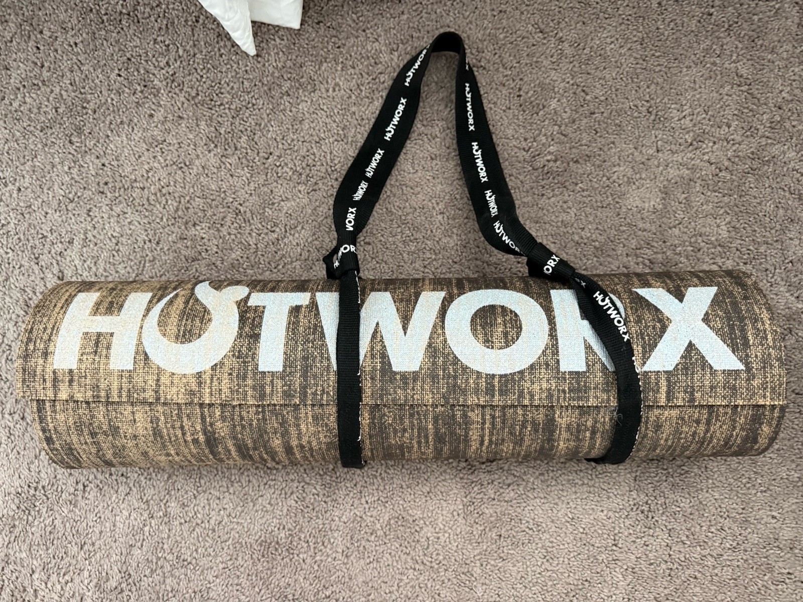 Hotworx Yoga Mat Brown Hemp Fiber Non Slip With Carry Strap