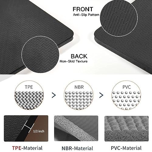 Yoga Mat 6×4 Feet 1/2 Inch Thick Extra Large Non-Slip TPE for Pilates Home Gym