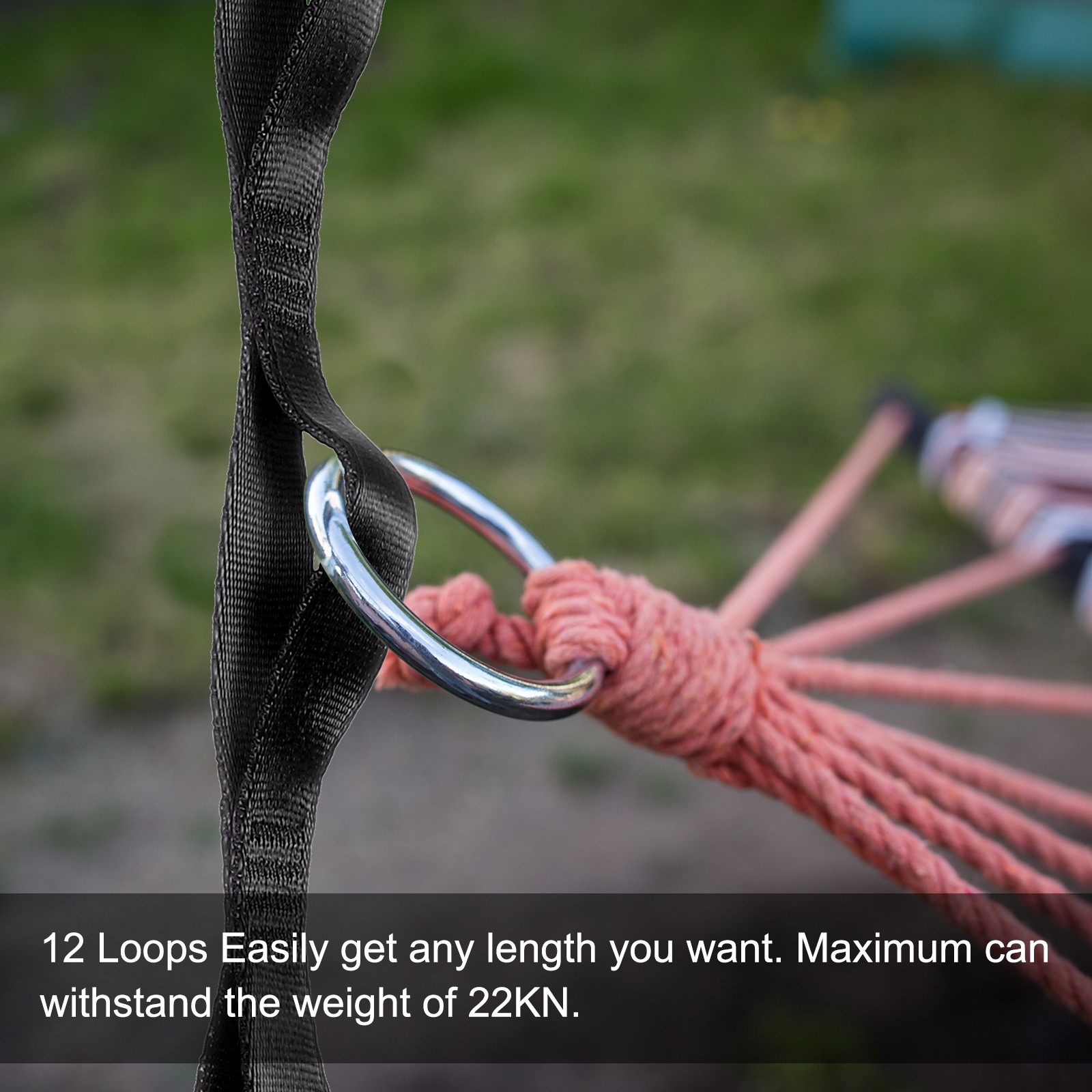25KN Daisy Chain Yoga Extend Belt 1.8M, 2Pcs Climbing Straps for Exercise, Black