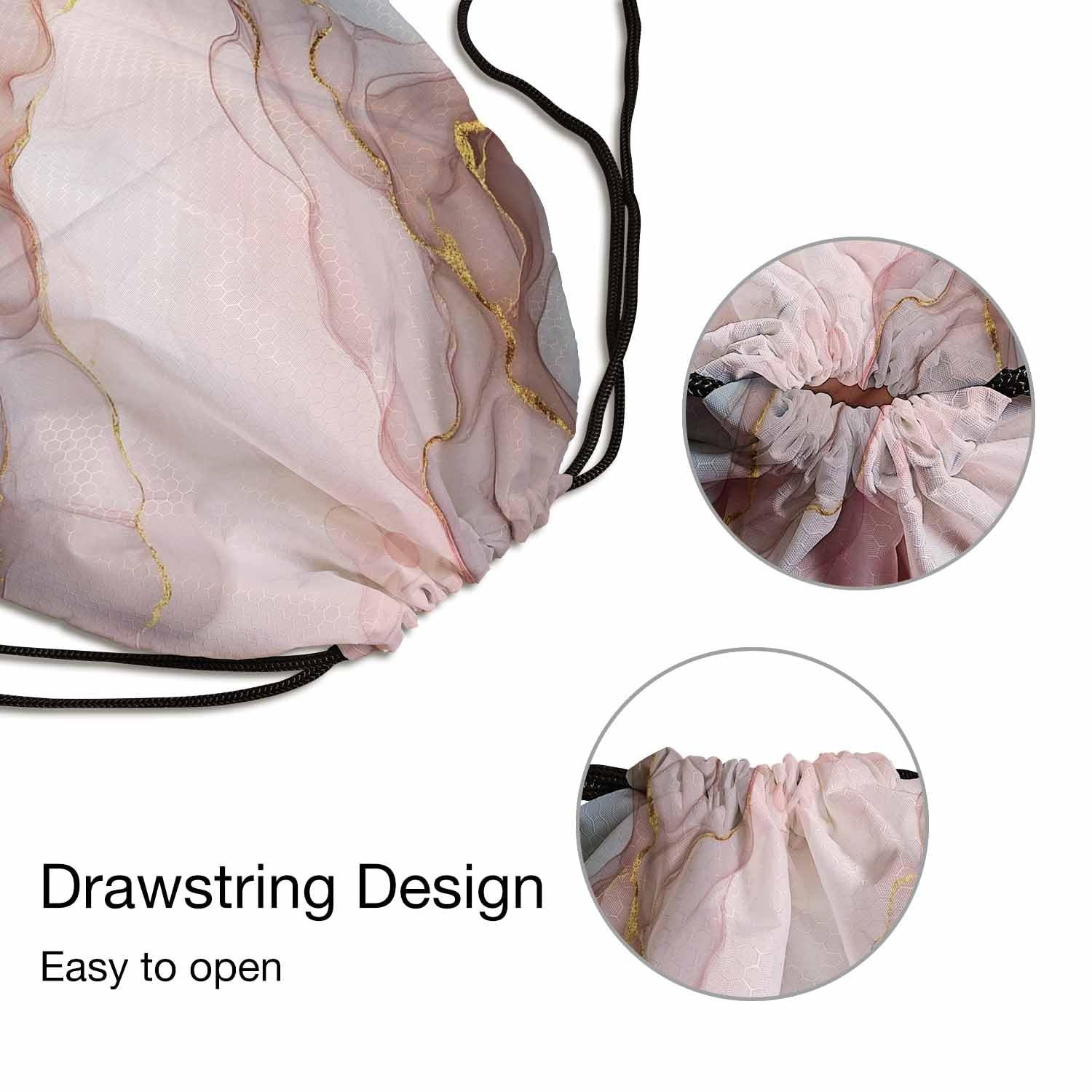 Drawstring Gym Backpack Gold Abstract Liquid Volleyball Bag Sports Backpack A…