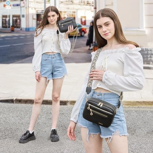 Crossbody Purse for Women Small Crossbody Bags Trendy Vegan Leather with Black