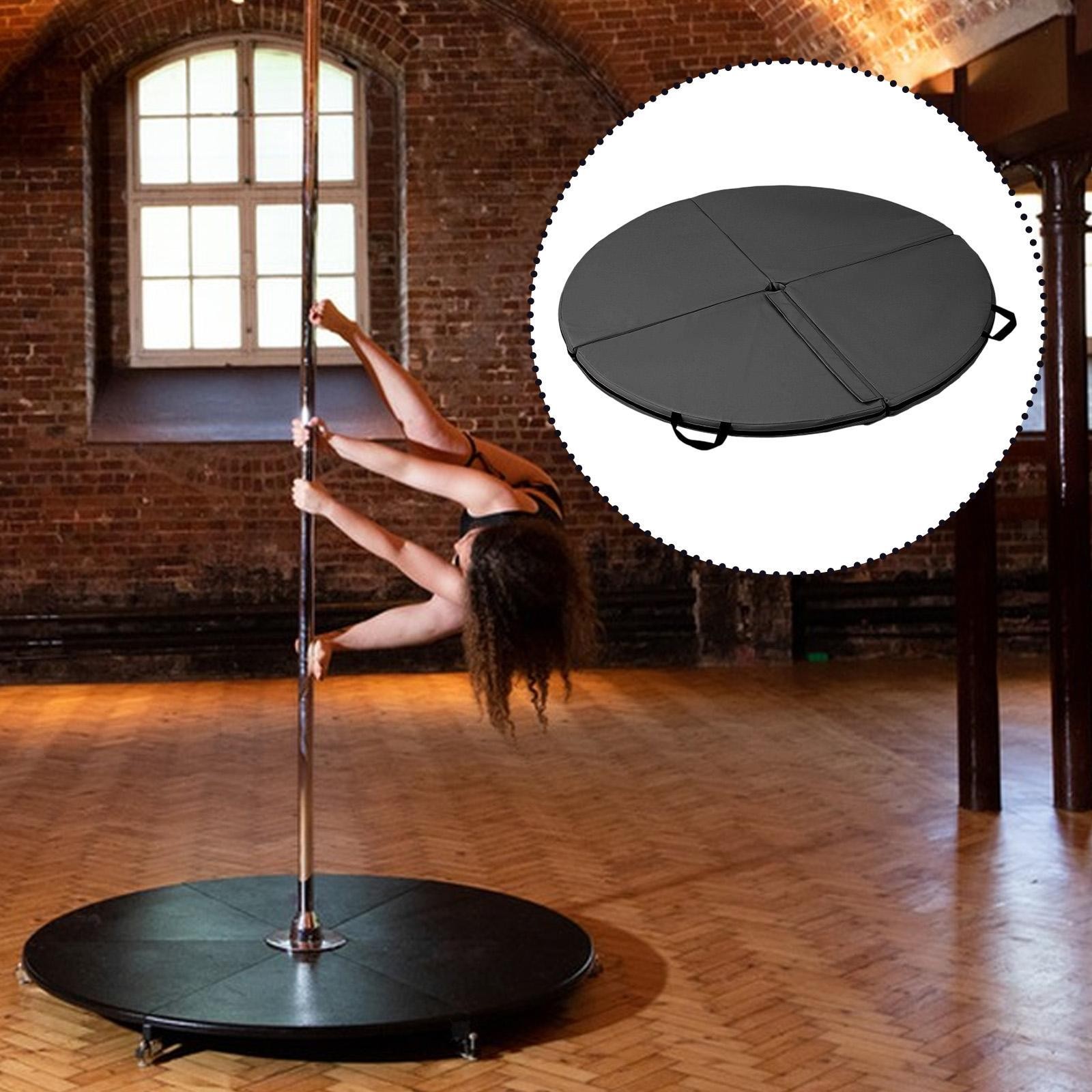 Folding Pole Dance Mat Black Convenient Equipment Lightweight PU Cover Portable