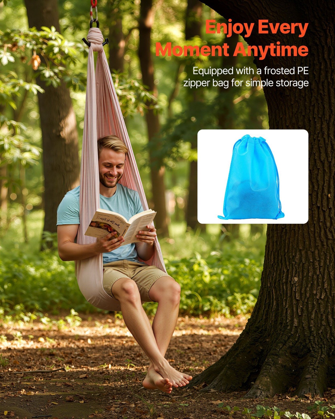 300lb Rated Suspension Hammock 104.3×58.7in Full-Body Relaxation Spandex Blend