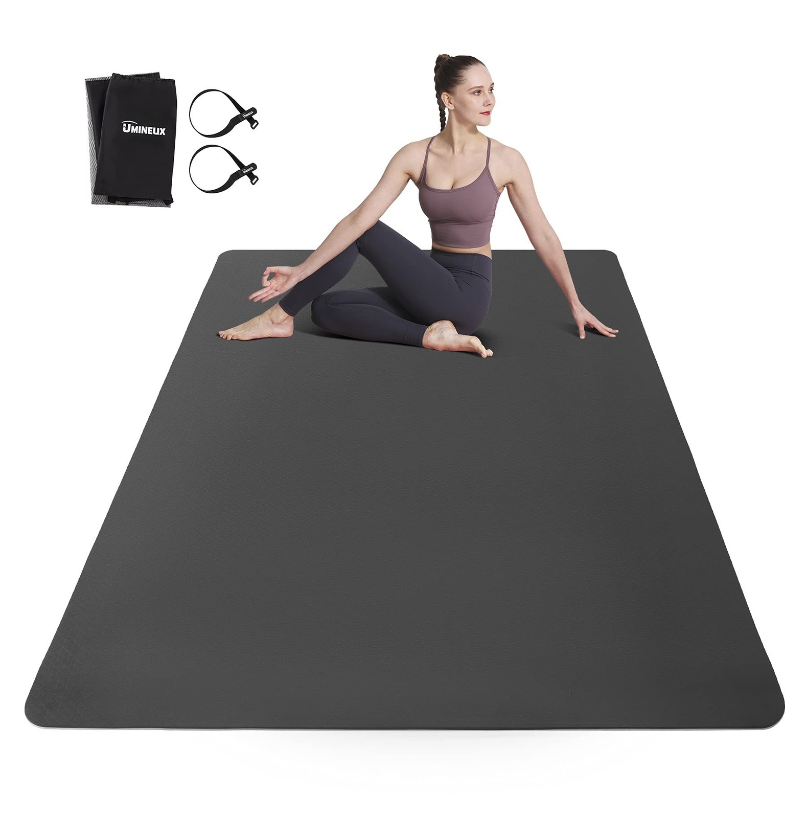 UMINEUX Large Yoga Mat for Men and Women 1/4 & 2/5 Inch Extra Thick TPE Fitne…