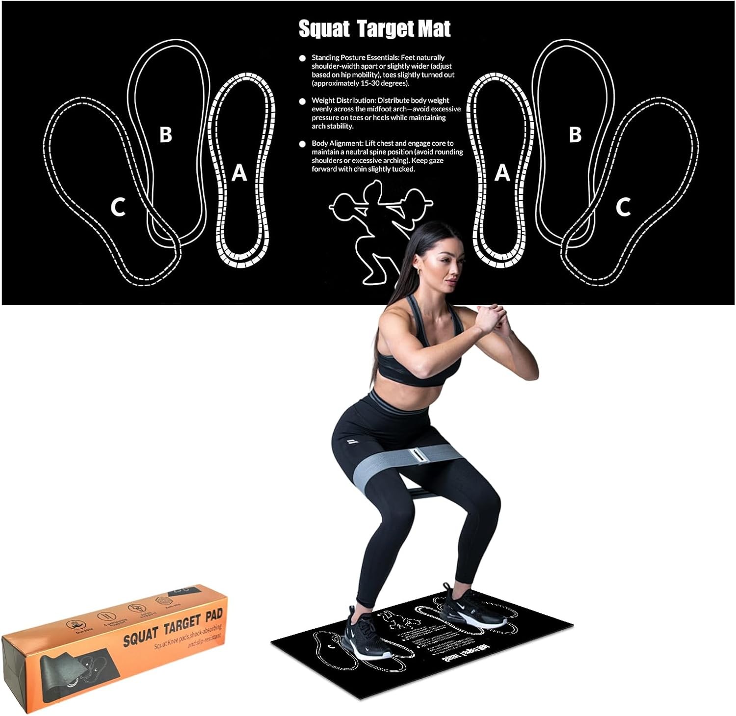 Squat Mat With Foot Position – Anti Slip Training Mat, for Leg and Abdominal