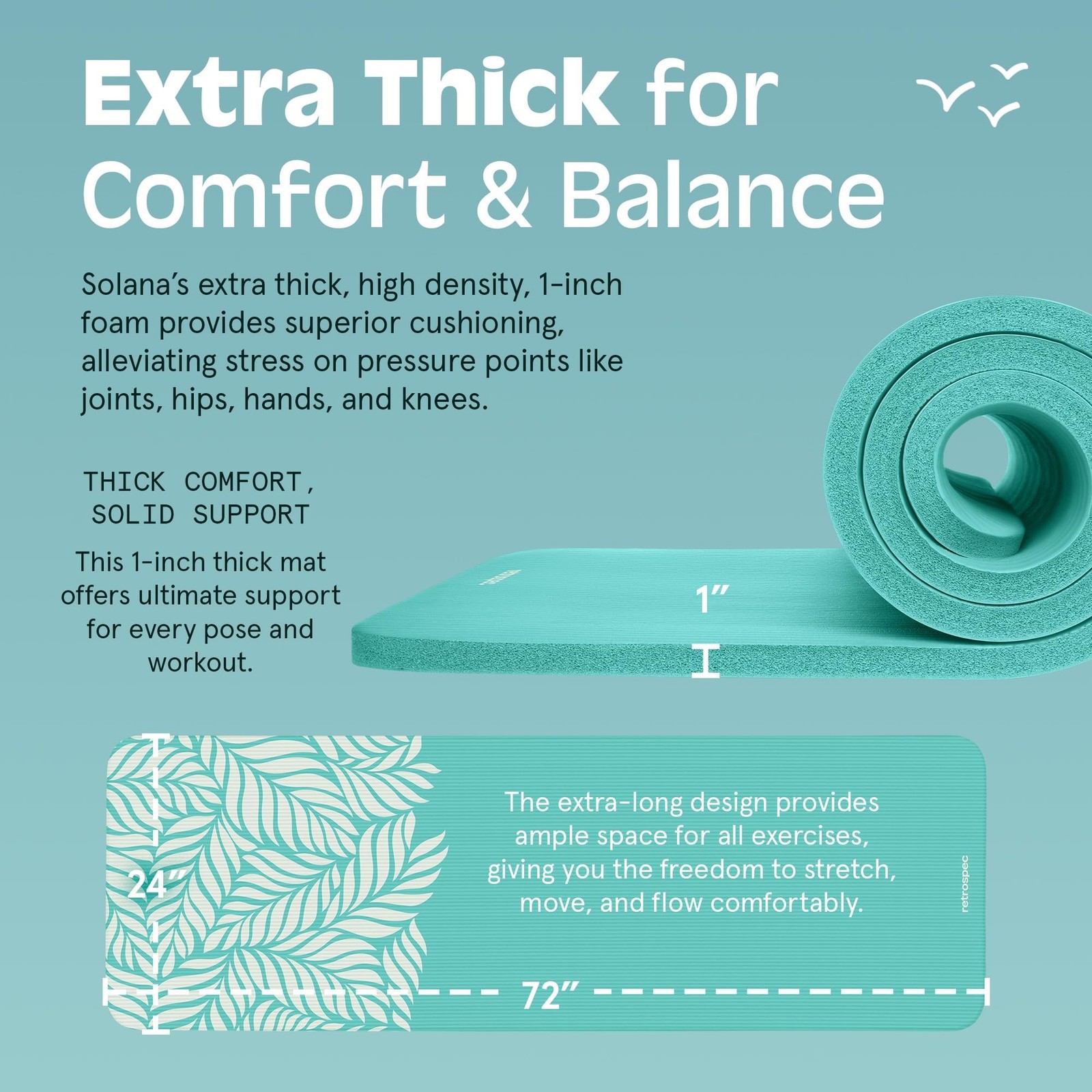 Retrospec Solana Yoga Mat 1&Prime; Thick With Nylon Strap For Men & Women – Non Sli…