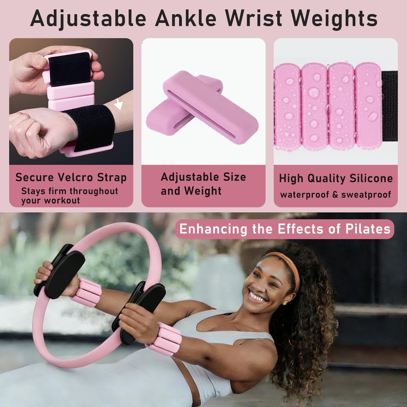 Pilates Ring Kit with Adjustable Ankle Wrist Weights, Resistance Bands, Ball,…