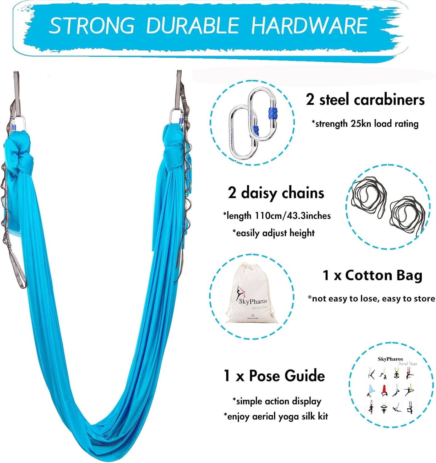 5.5 Yards Aerial Silks Yoga Swing Set – Aerial Yoga Hammock Kit
