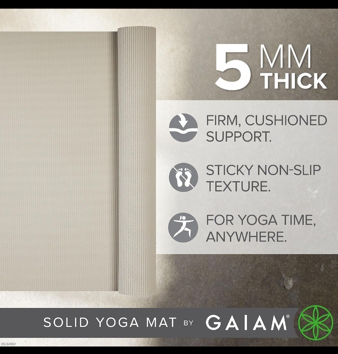 Gaiam Thick Yoga Mat Non Slip Fitness Pilates Workout Mat (7457-0280)