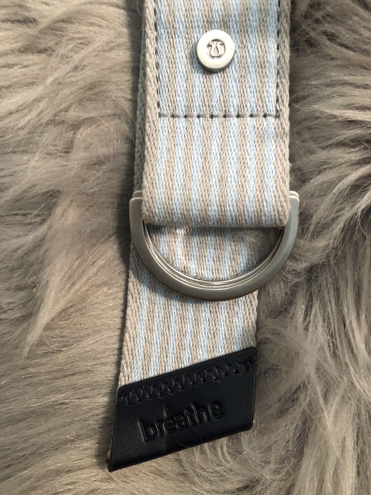 Lululemon Loop It Up Yoga Mat Strap Cotton Blue Gray Stripe Cinch Logo