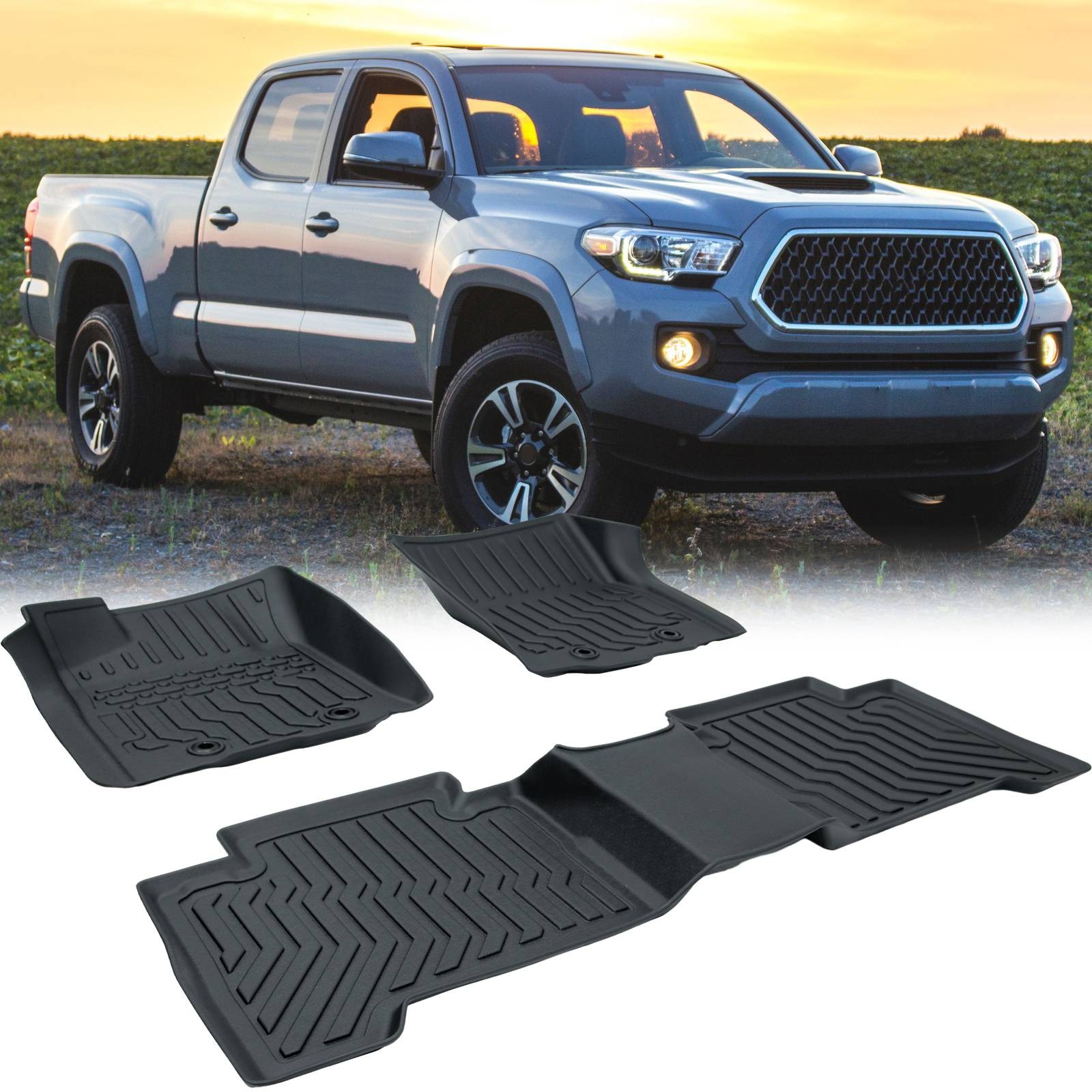 Rubber Car Floor Mats For 18-23 Tacoma Double Cab