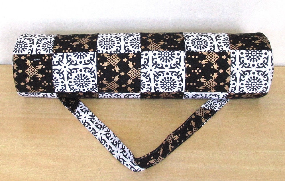 Indian White Balck Patchwork Yoga Mat Carrier Bag Mandala Large Shoulder Strap