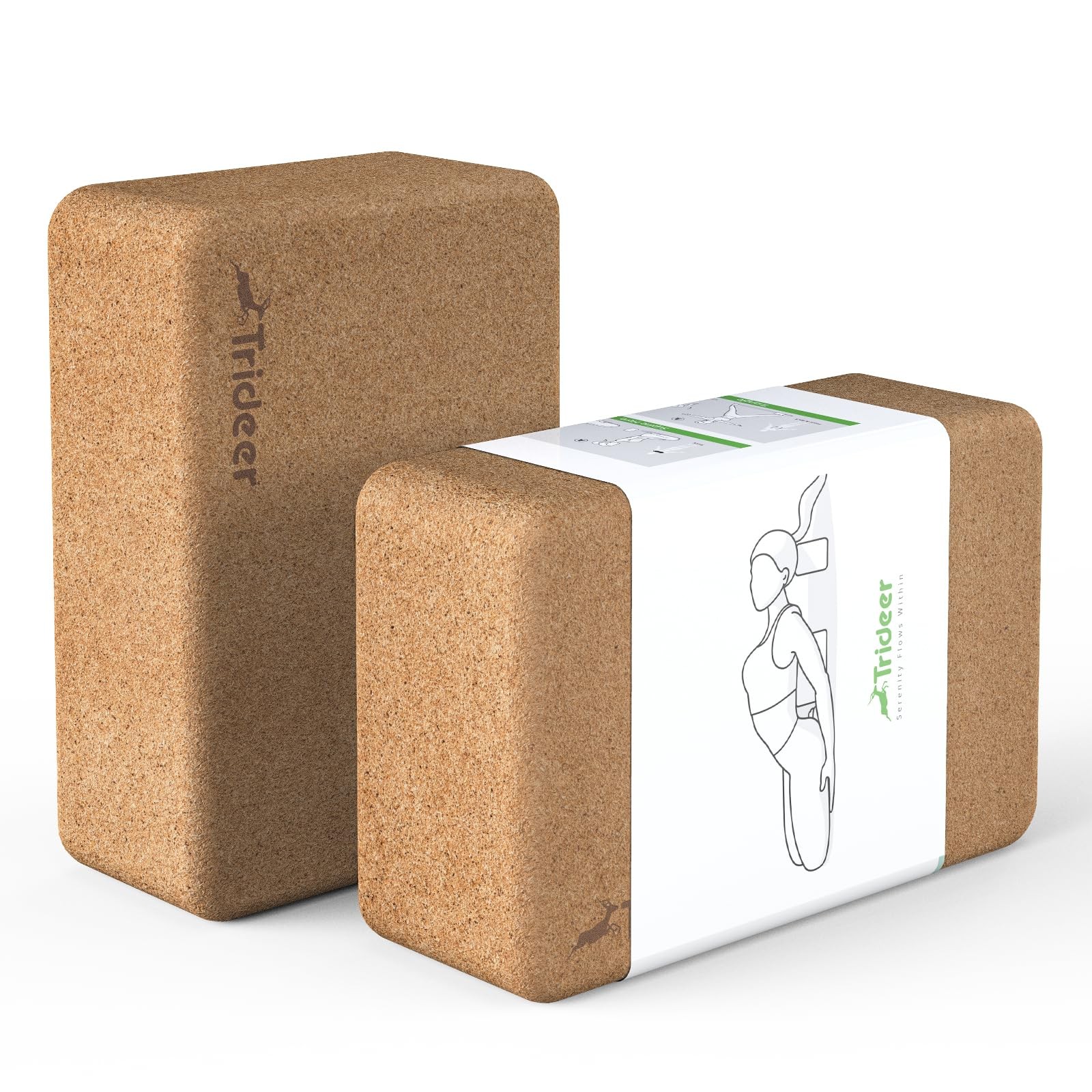 Cork Yoga Blocks, 2 Pack Natural Cork Blocks, High Density with Non Slip Surf…