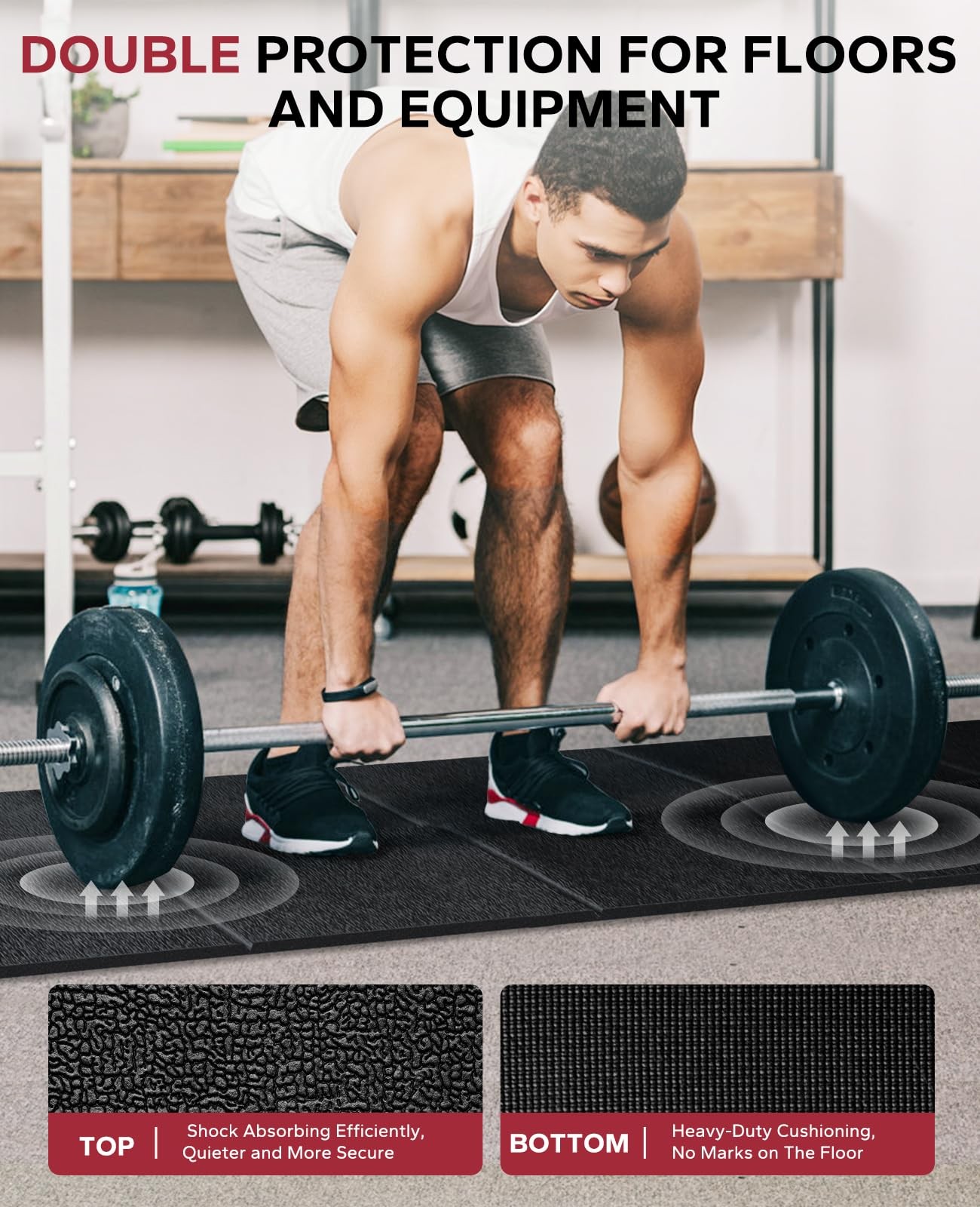 HAPBEAR Treadmill Mat – 68&Prime;x24&Prime;x1/5&Prime; Thick 68&Prime;L x 24&Prime;W x 0.2&Prime;Th, Black
