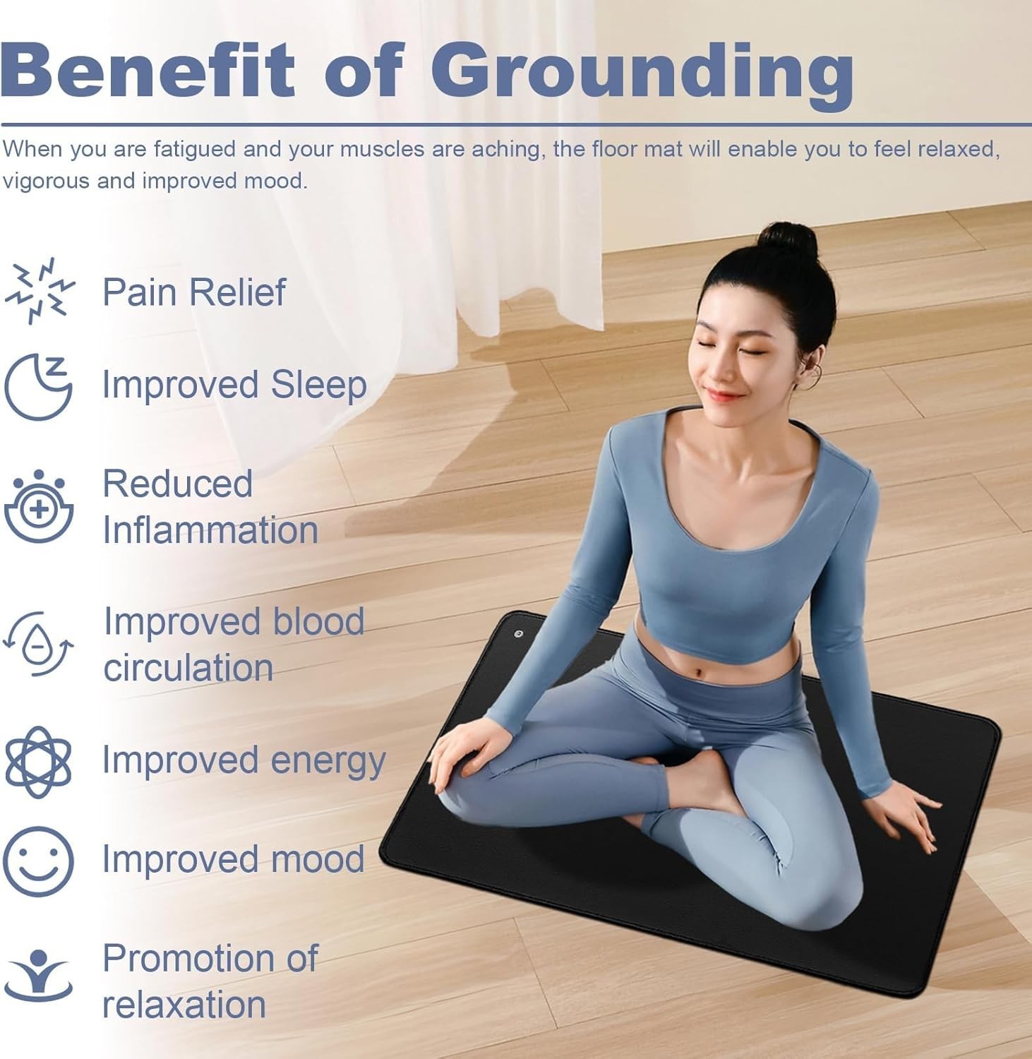 Vegan Leather Grounding Mat Earthing – Premium for Feet, Desk, Bed or Yoga 24×16