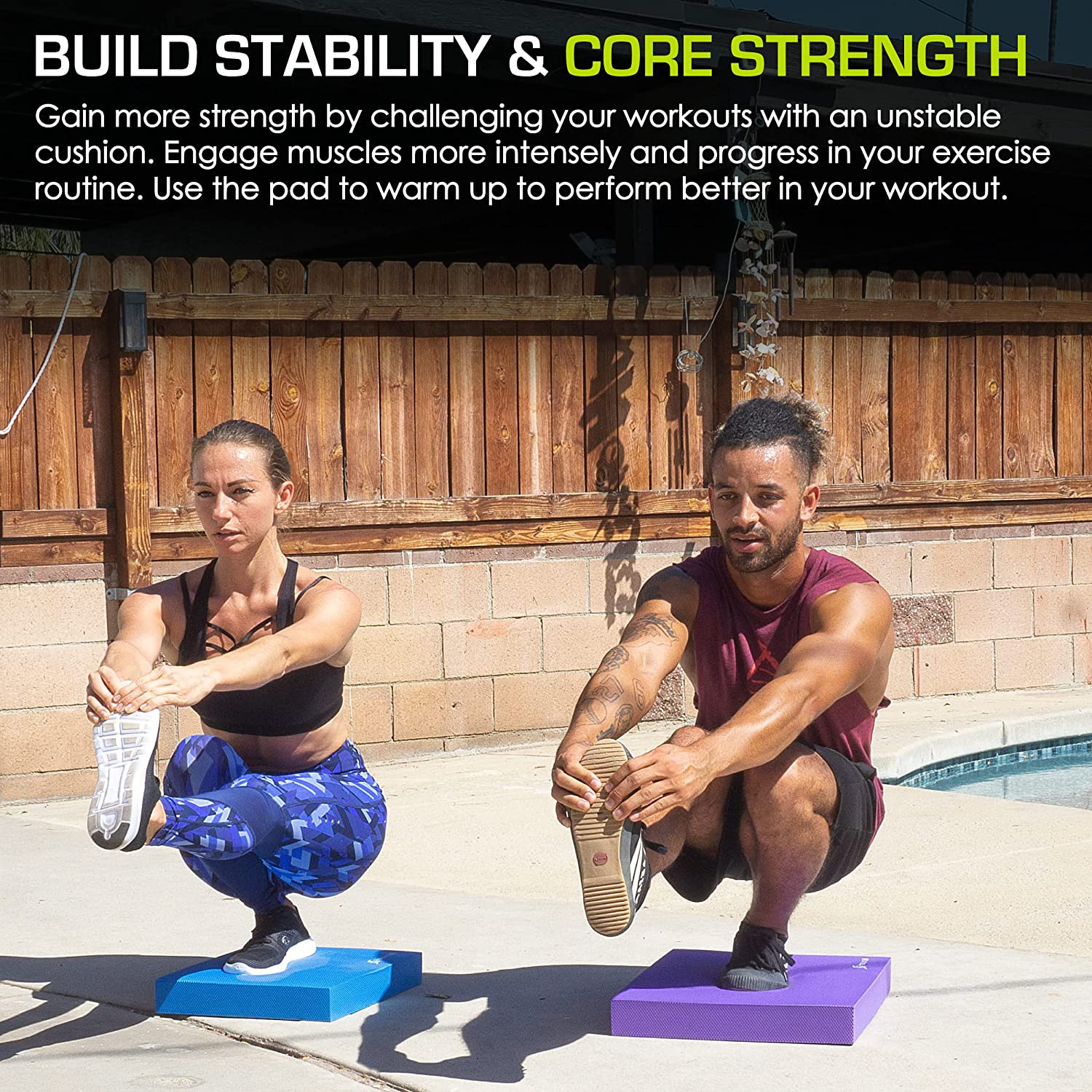 Exercise Balance Pad, Non-Slip Cushioned Foam Mat & Knee Pad for Fitness and Sta