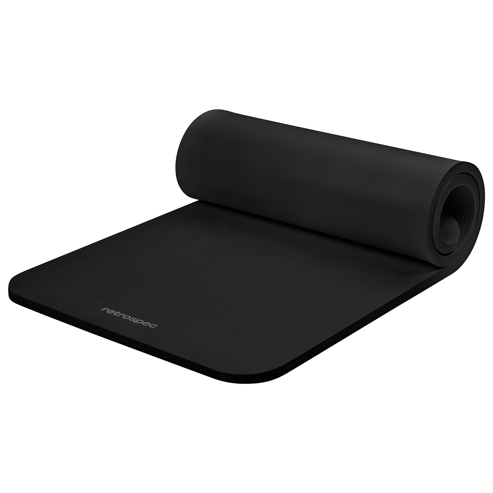 Retrospec Solana Yoga Mat 1&Prime; Thick w/Nylon Strap for Men & 1 inch, Black