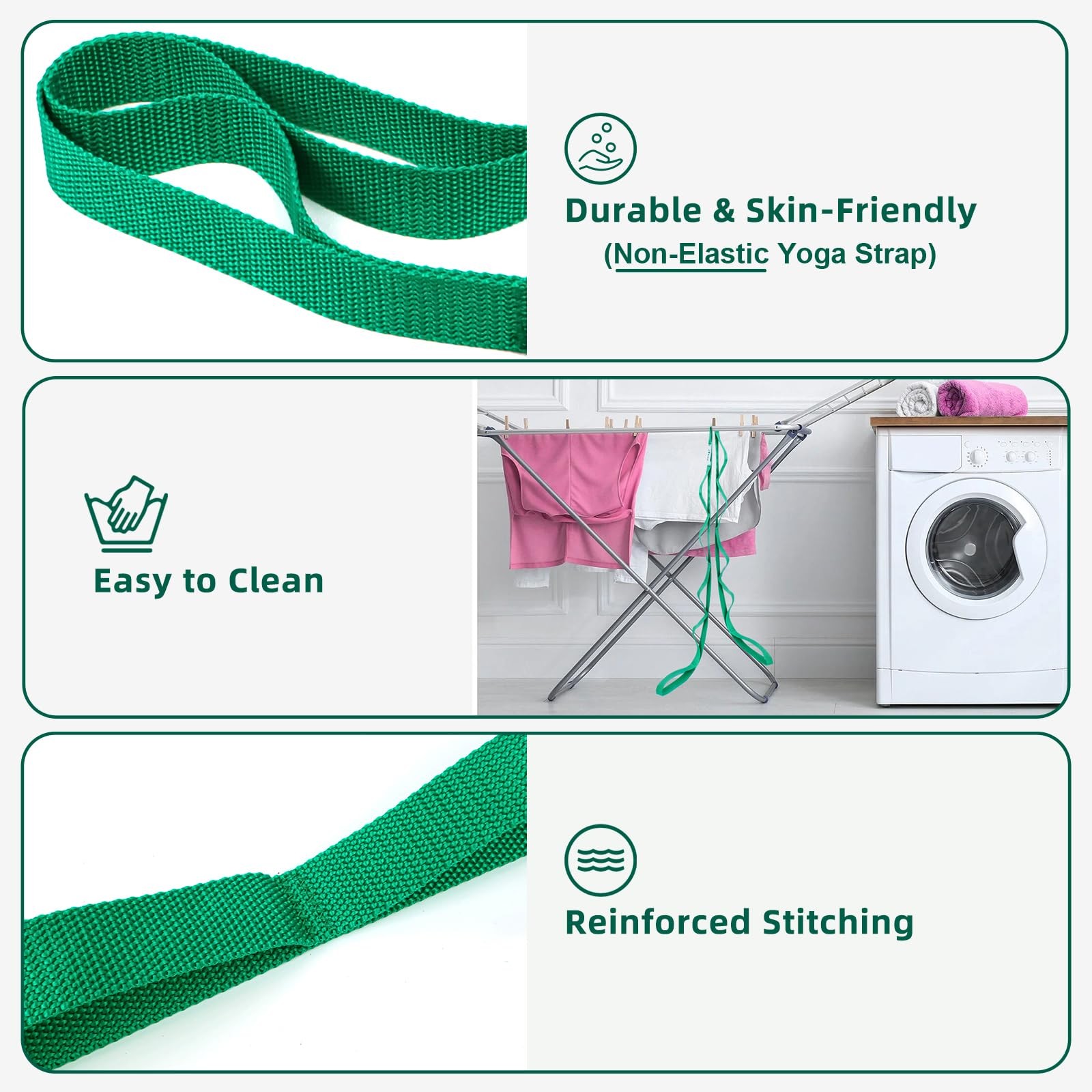 Stretching Strap Yoga Straps for Physical Therapy, 10 Loops Non-Elastic Stretch