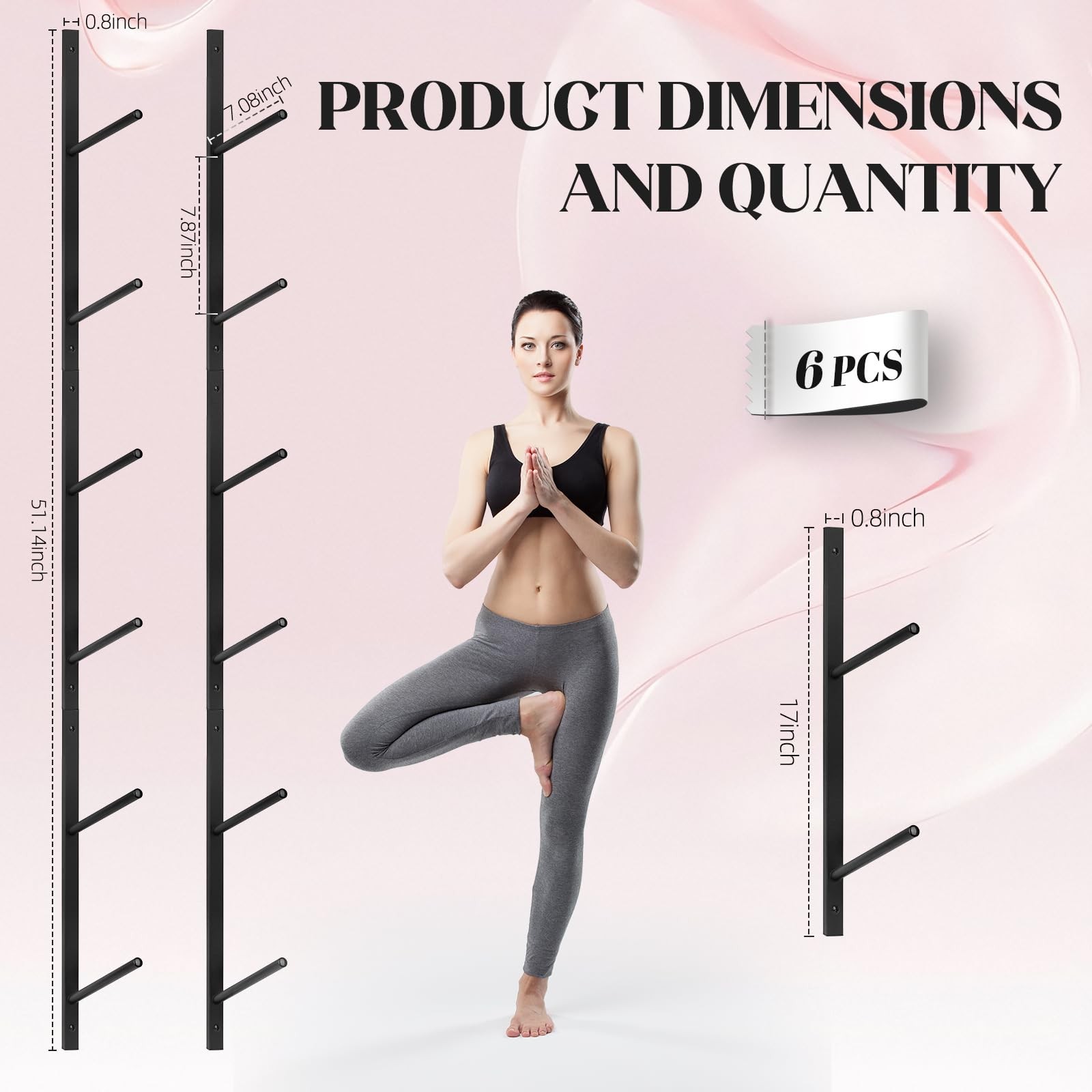 6 Tier Yoga Mat Rack,Yoga Mat Holder Wall Mount,Yoga Mat Storage Rack,Holds 3…