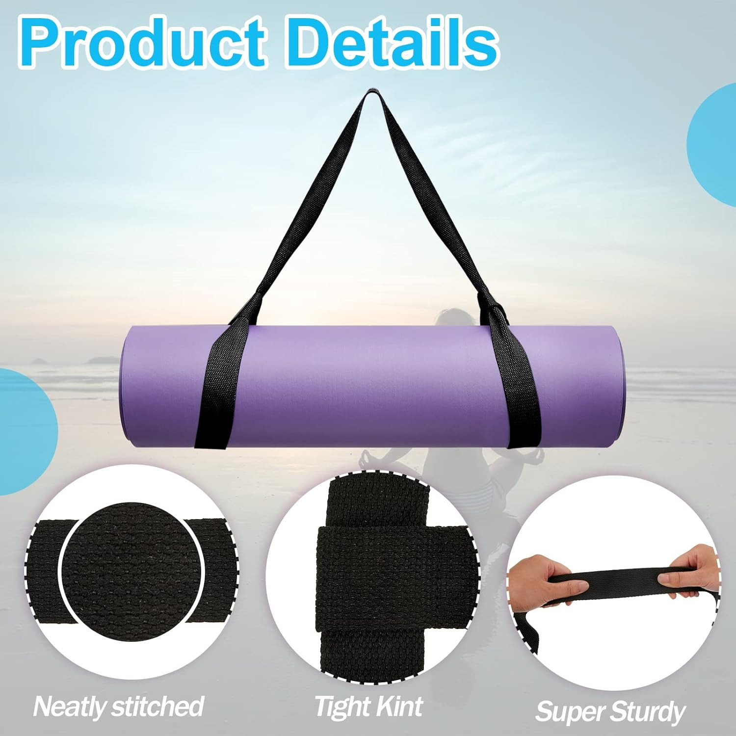4 Pcs Yoga Mat Straps for Carrying Yoga Mat Holder Adjustable Thick Carrier Exer