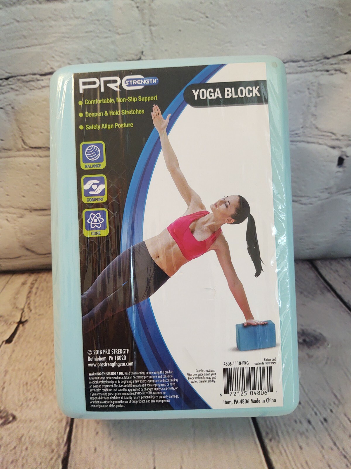 PRO-Strength Yoga Exercise Aqua Blue Foam Block 3&Prime;x 6&Prime;x 9&Prime; New In Shrink Wrap