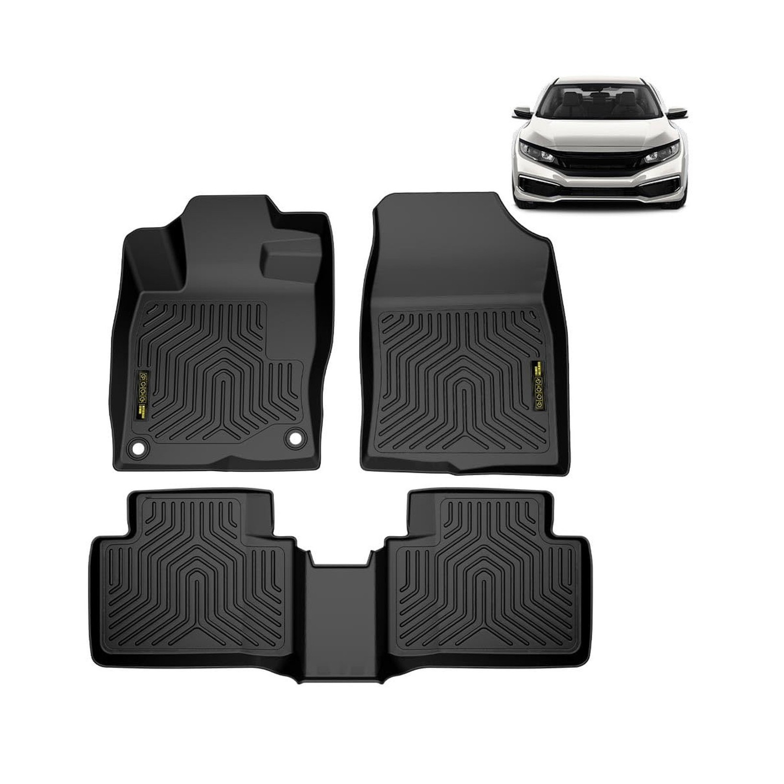 TPE All-Weather Floor Liners Mats Cargo Liners Compatible with Honda Civic Se…