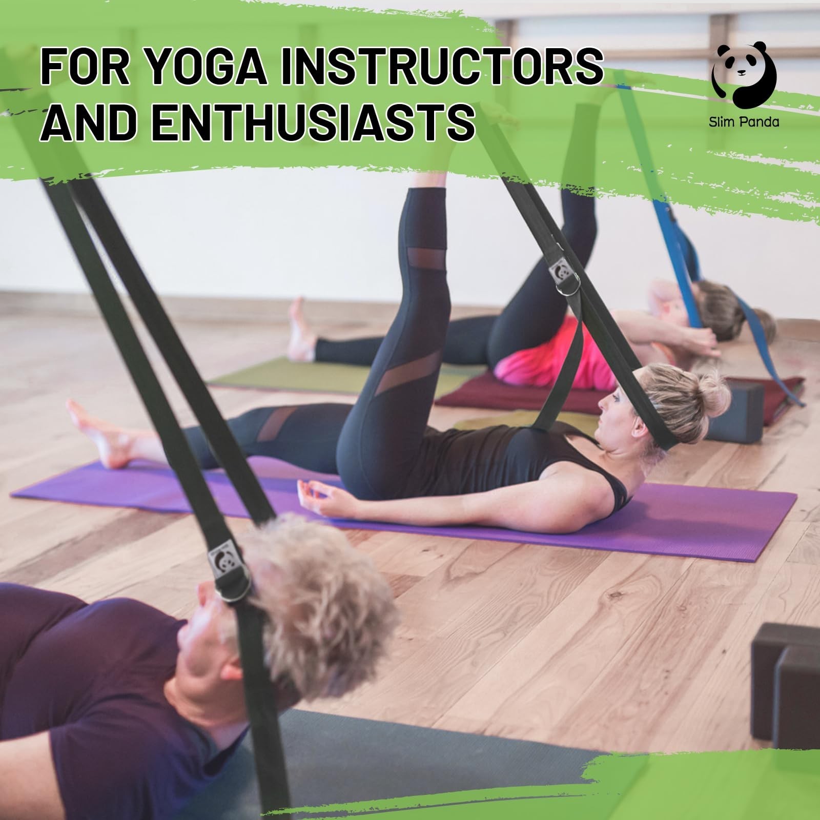 Slim Panda Yoga Strap for Stretching,Cotton Yoga Strap with Adjustable D-Ring…