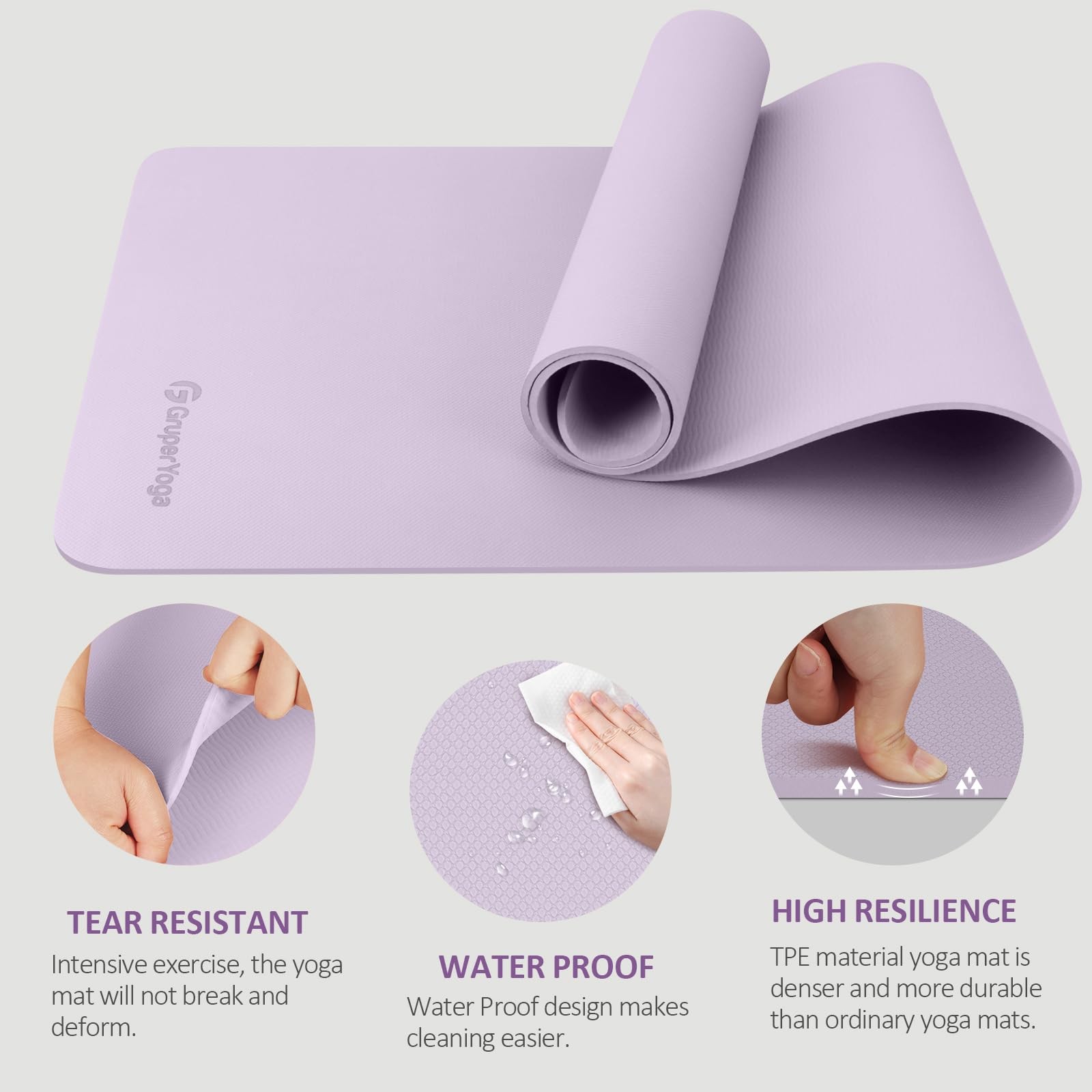 Yoga Mat Non Slip, 72&Prime;L x 24&Prime;W x 0.24&Prime;/0.32&Prime;TH, Anti-Tear Exercise Mat with C…