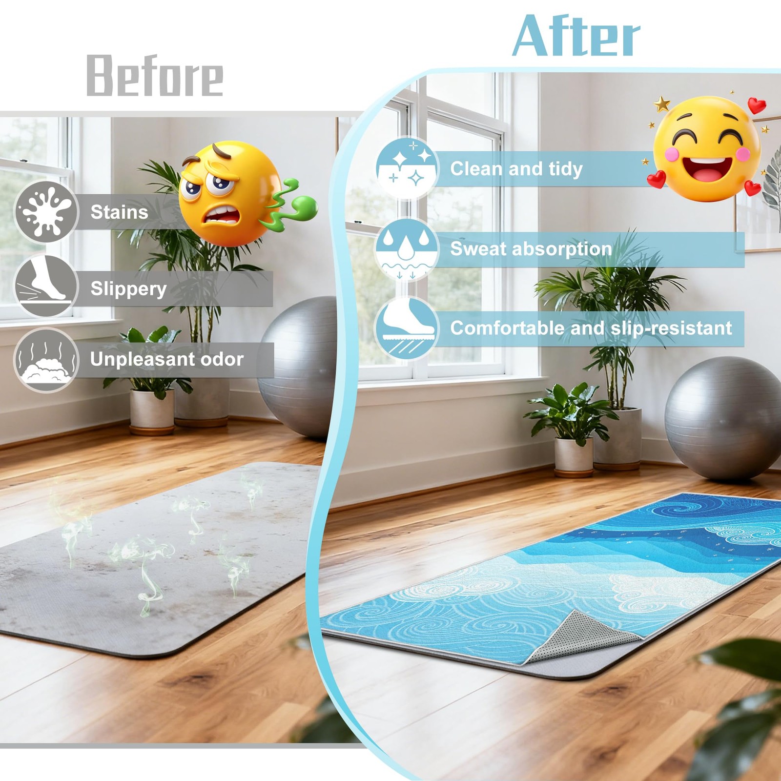 Alissgorat Hot Yoga Towel Non Slip Ultra-Absorbent Yoga Mat Towel Soft Printed