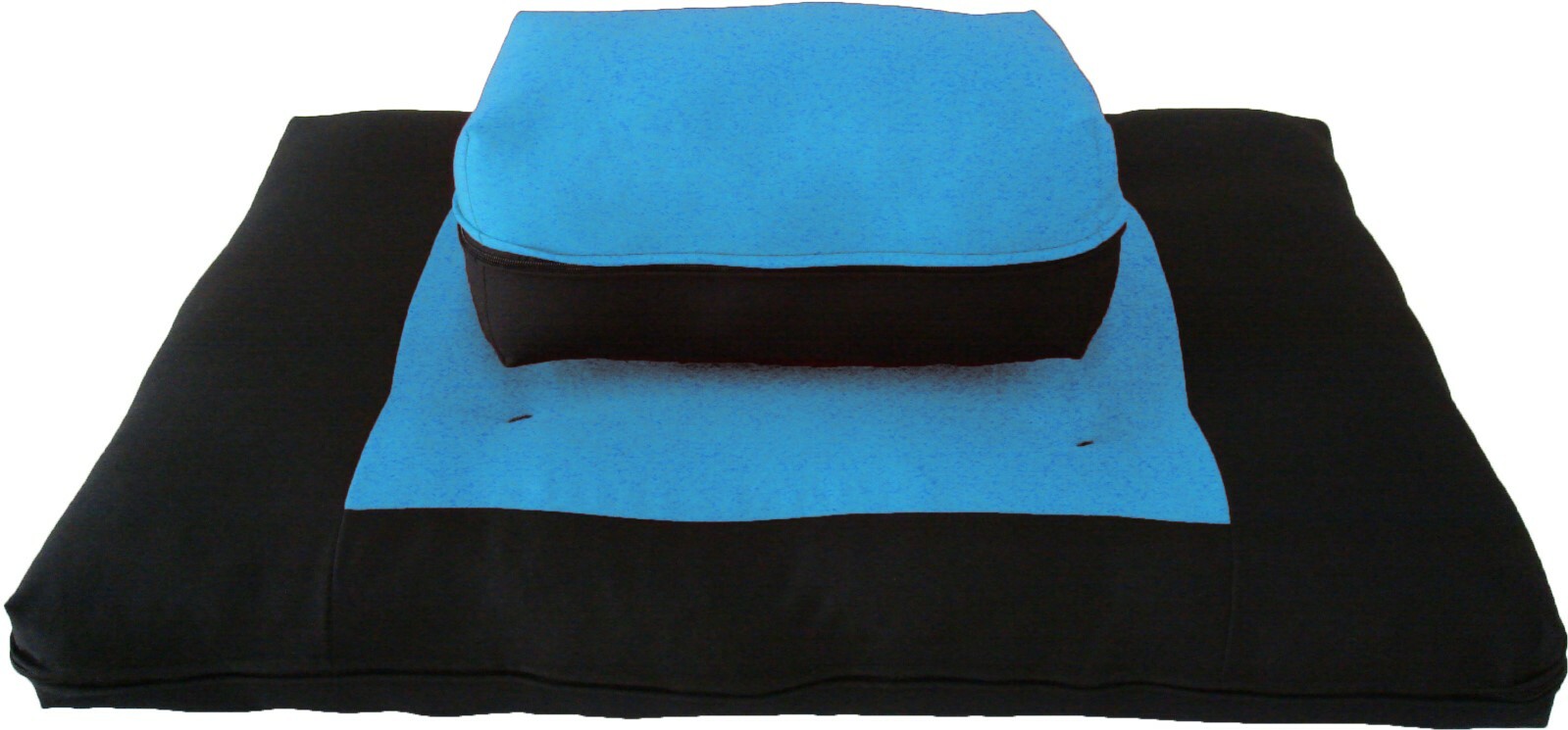 Zafu Zabuton Set, Relaxing Yoga Meditation Cotton Cushions, Mats Black/Turquoise
