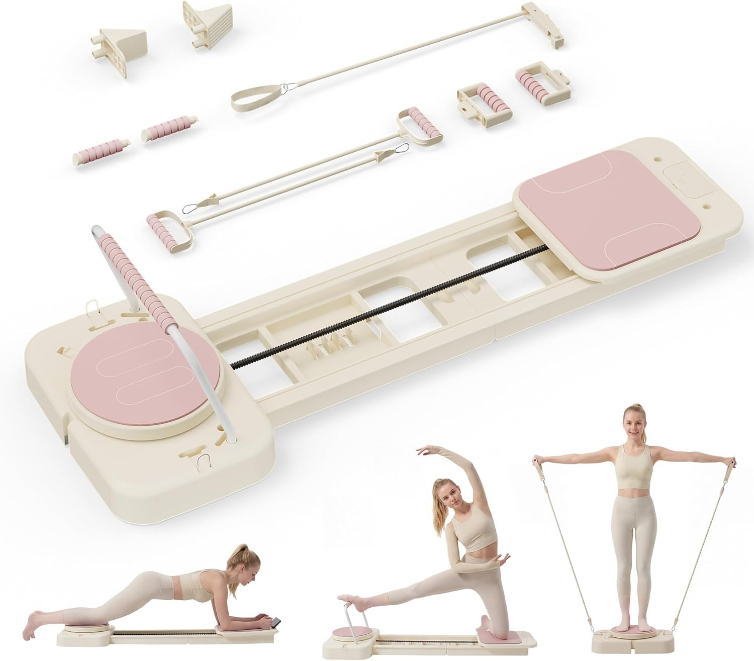 2026 Pilates Board with Storage, 60&Prime; Foldable Home Fitness Equipment Set