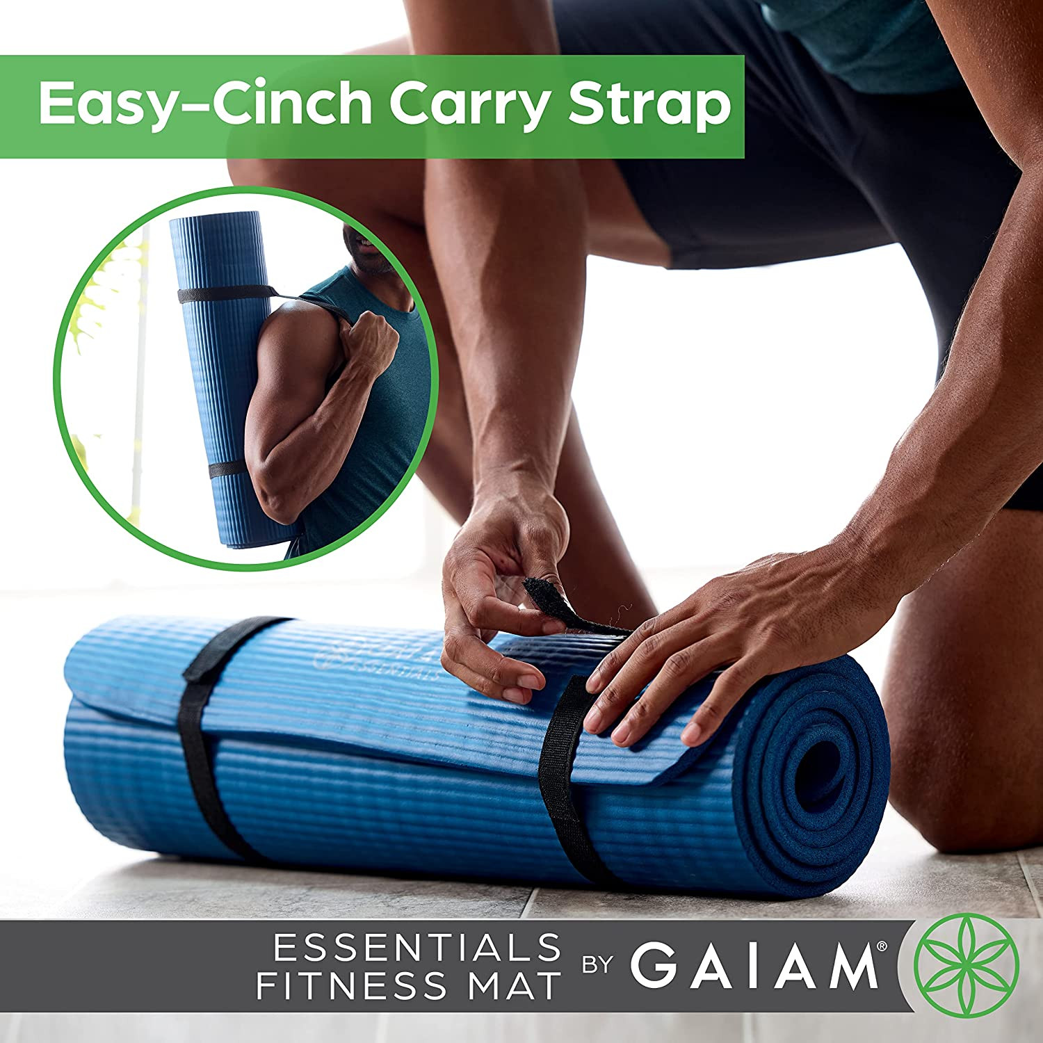Gaiam Essentials 2/5&Prime; Thick (10Mm) Yoga & Pilates, Fitness & Exercise Mat with E
