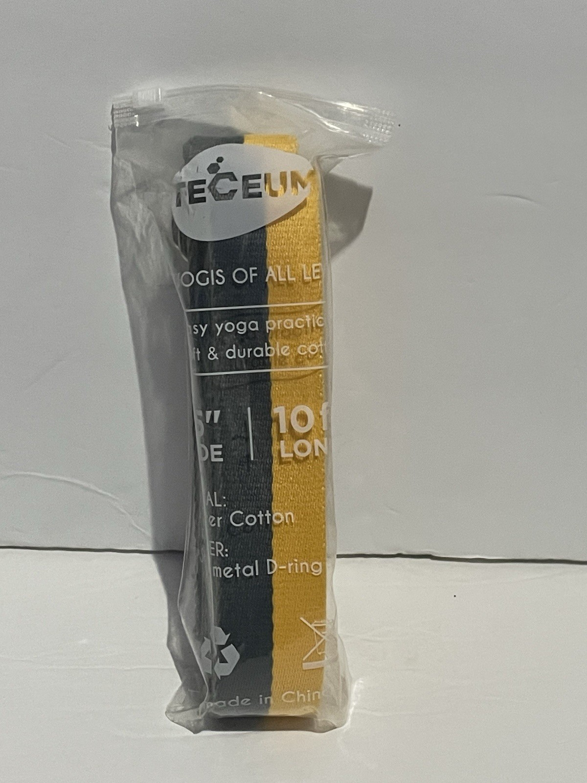 TECEUM Yoga and Mat Strap Adj. Non Slip Pilates/Stretch ect. 10’L 1.5”W Gry/Yell
