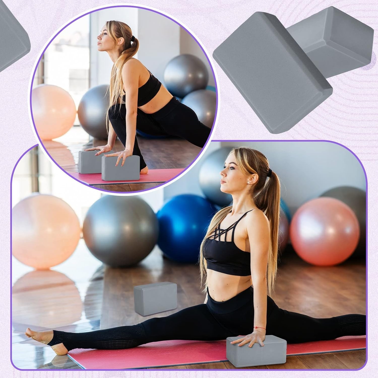Yoga Block Supportive Latex-Free Eva Foam Soft Non-Slip Beveled Pilates Meditati