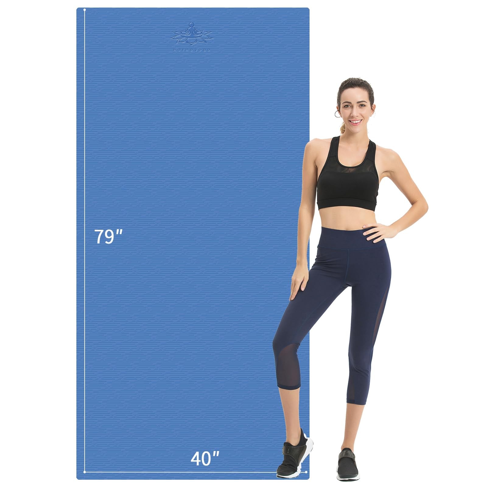Extra Long TPE Yoga Mat 79&Prime; x 40” x 1/2&Prime; Thick Non-slip Exercise Mat for Home…