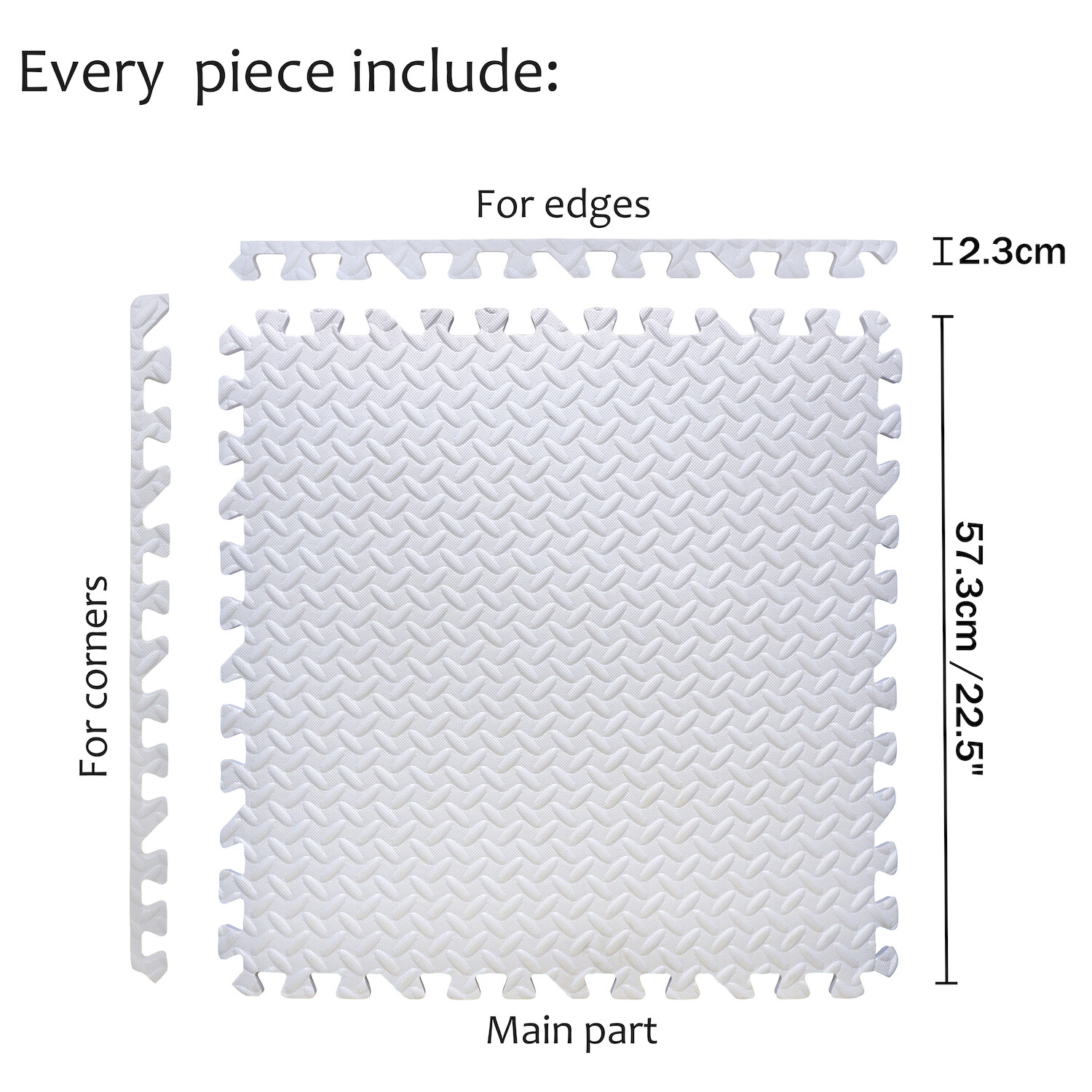 Exercise Mat EVA Foam Interlocking Tiles Gym Flooring Fitness Yoga Workout white