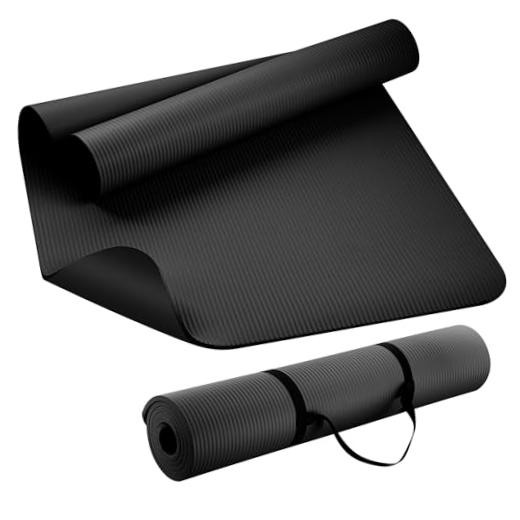Extra Thick NBR Yoga Mat for Women & Men, 10mm Thick, 72”x24”x10mm Black