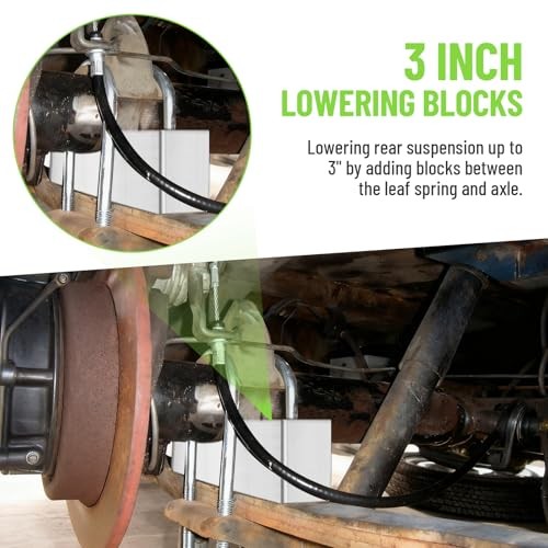 3 inch Universal Leaf Spring Lowering Block, 2 Pack Aluminum 3 inch Lower Block
