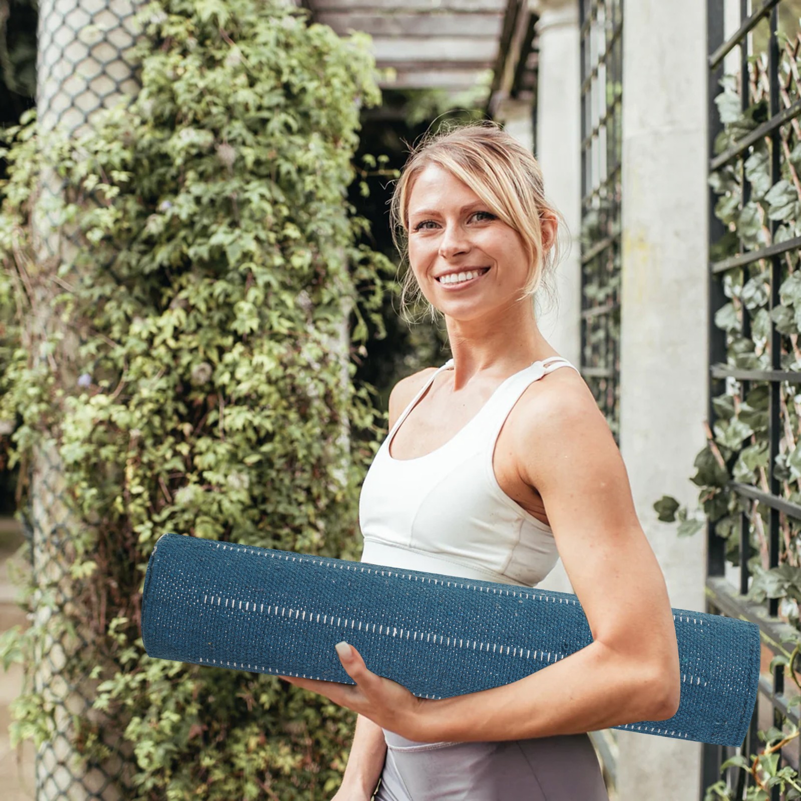 Yoga Mat Thick Non Slip Cotton Exercise Workout Mat Pilates Rug 2×6 FT