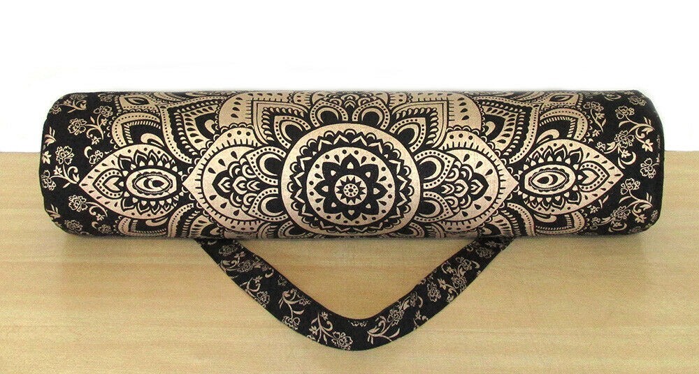 Lot of 10 Yoga Mat Bags Black Gold Mandala Hippie Carry Strap Gym Hippie Gypsy