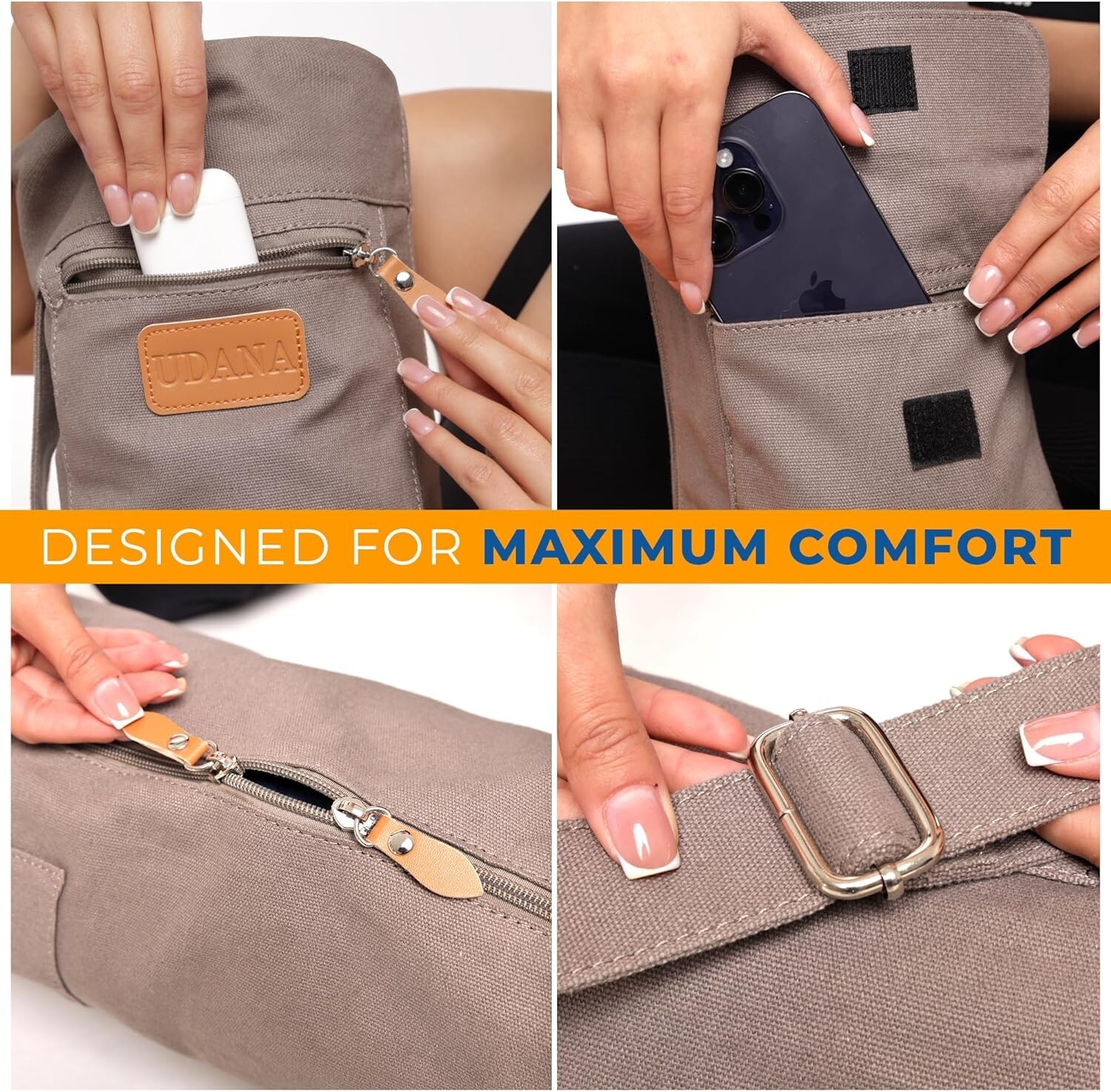 Yoga Mat Bag | Large Yoga Mat Bags for Women & Men | « Gray Canvas »