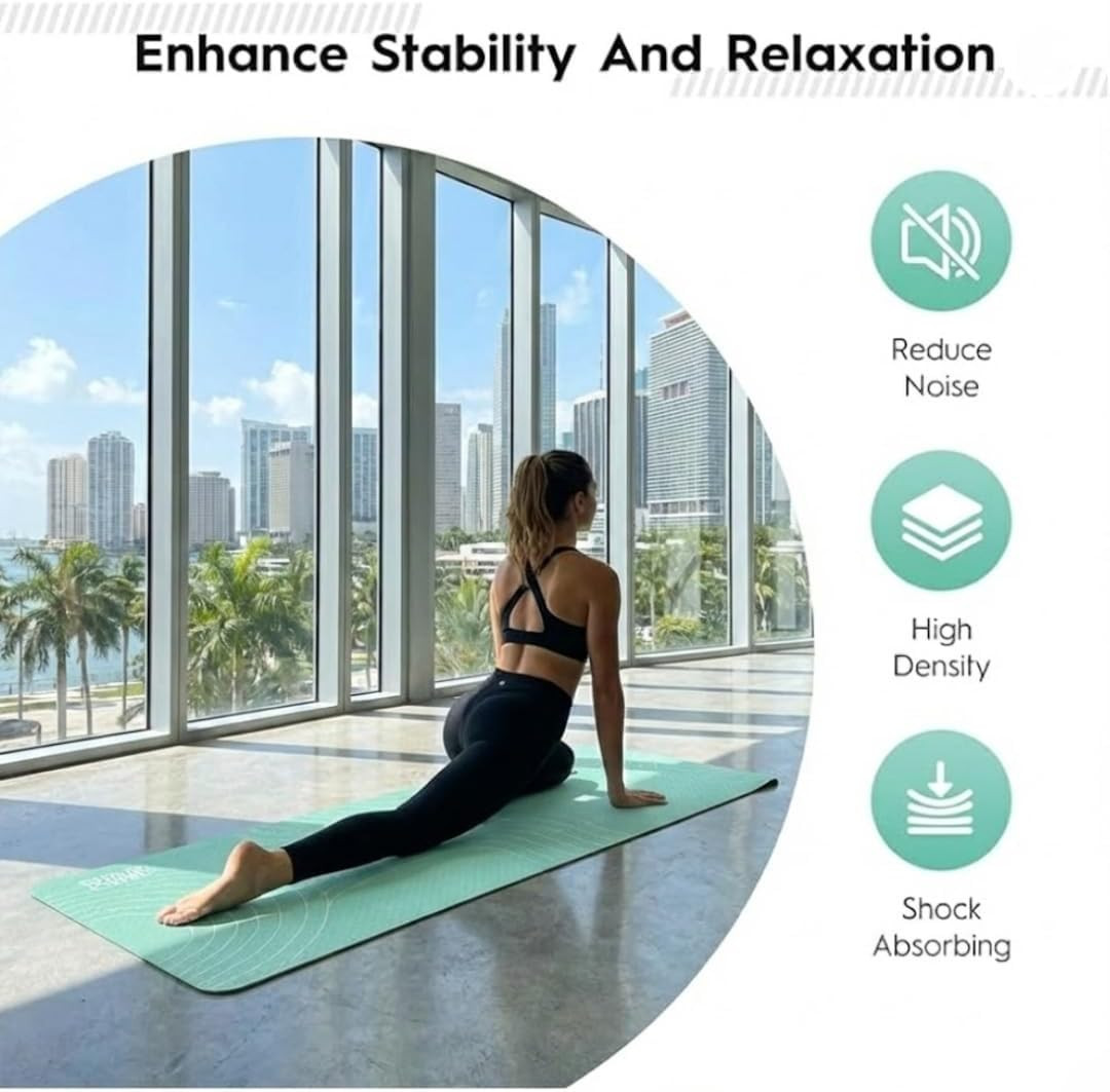 TPE Yoga Mat (72&Prime; X 24&Prime; X 5Mm) – Cruise Color Non-Slip Workout Mat with Alignmen
