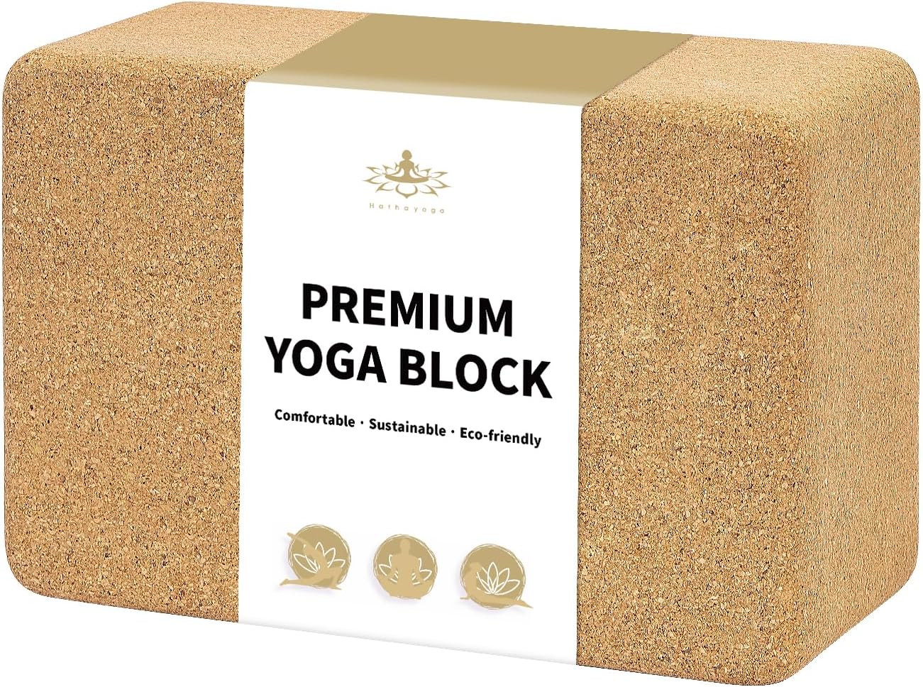 Hatha Yoga Cork Yoga Block, Natural Cork from Portuguese, Premium Brick, Eco-Fri