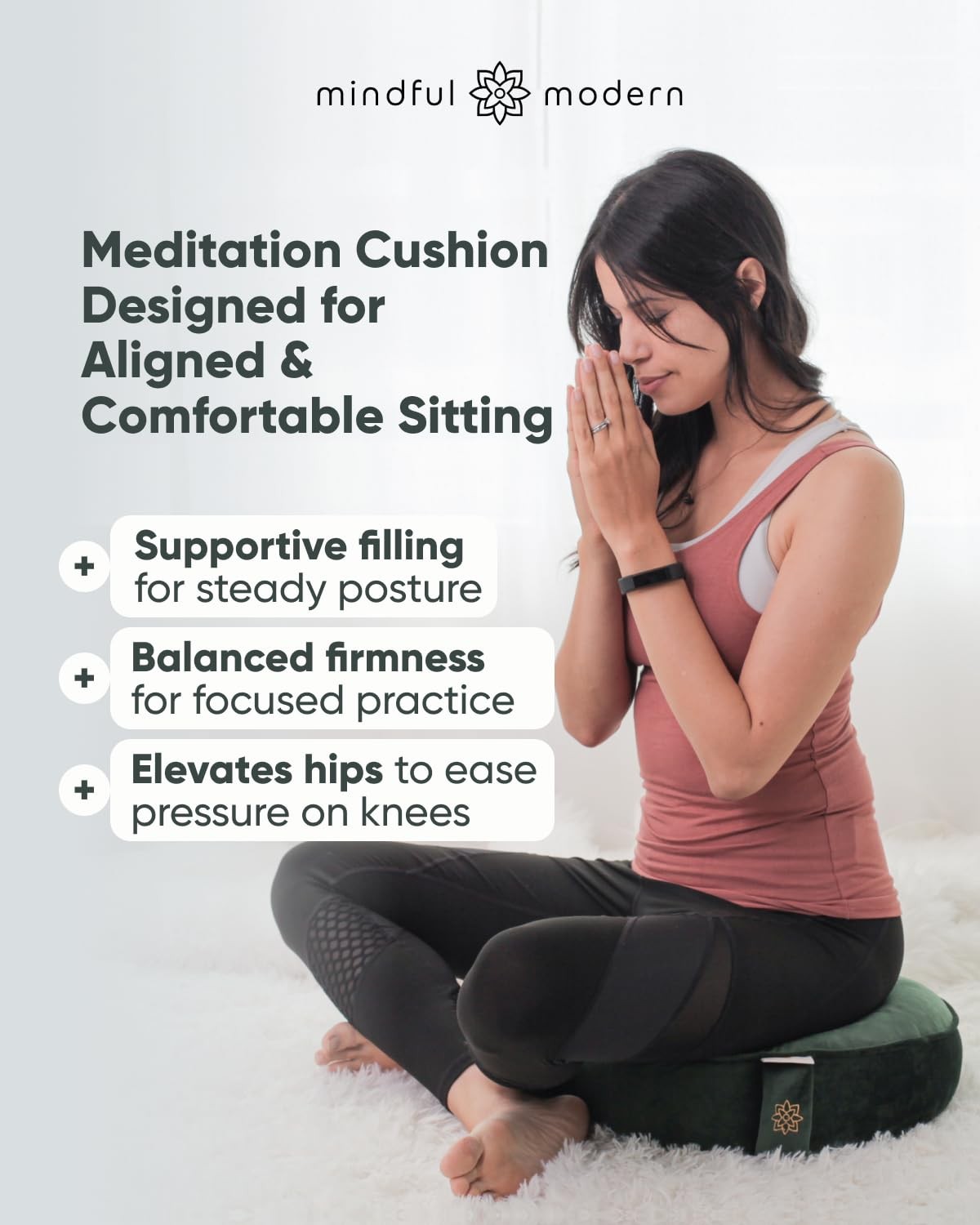 Mindful & Modern Velvet Meditation Cushion | Luxe Zafu Yoga Floor Pillow Seat…